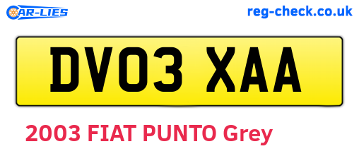 DV03XAA are the vehicle registration plates.