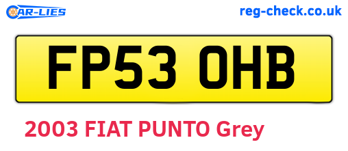 FP53OHB are the vehicle registration plates.