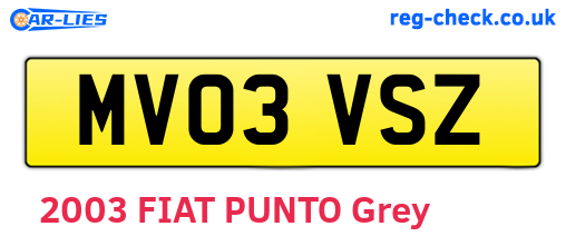 MV03VSZ are the vehicle registration plates.