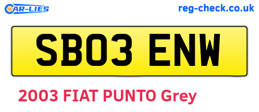 SB03ENW are the vehicle registration plates.