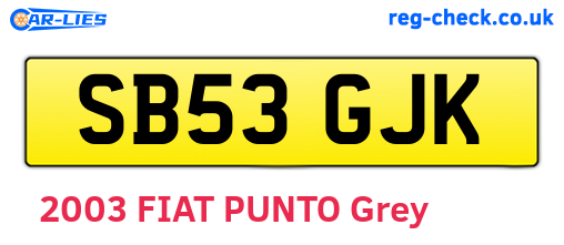 SB53GJK are the vehicle registration plates.