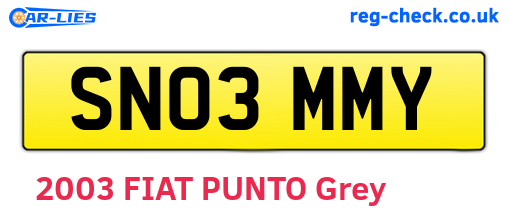 SN03MMY are the vehicle registration plates.