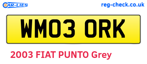 WM03ORK are the vehicle registration plates.