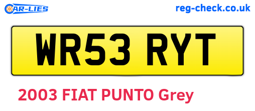 WR53RYT are the vehicle registration plates.