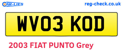 WV03KOD are the vehicle registration plates.
