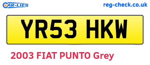 YR53HKW are the vehicle registration plates.