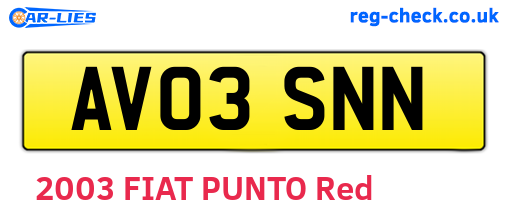 AV03SNN are the vehicle registration plates.
