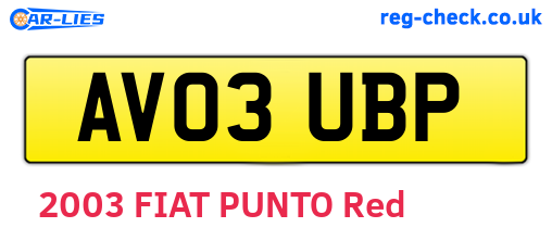 AV03UBP are the vehicle registration plates.