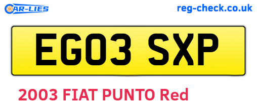 EG03SXP are the vehicle registration plates.