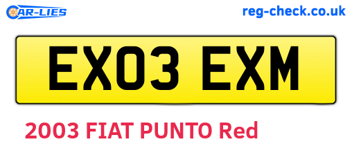 EX03EXM are the vehicle registration plates.