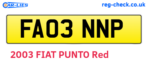 FA03NNP are the vehicle registration plates.
