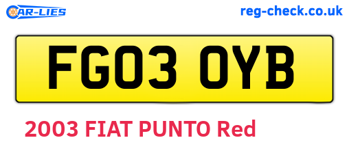 FG03OYB are the vehicle registration plates.