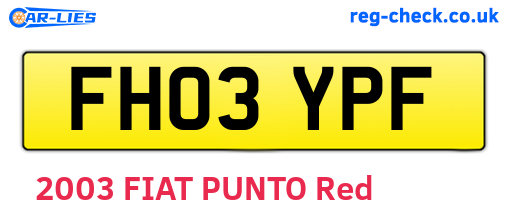 FH03YPF are the vehicle registration plates.