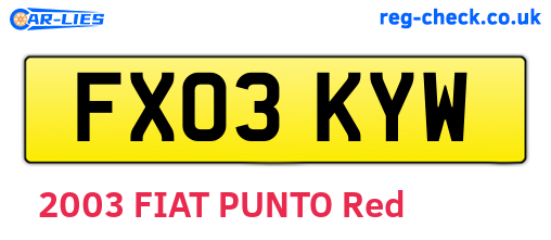 FX03KYW are the vehicle registration plates.