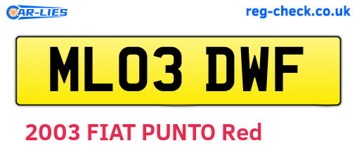 ML03DWF are the vehicle registration plates.