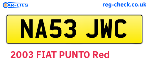 NA53JWC are the vehicle registration plates.