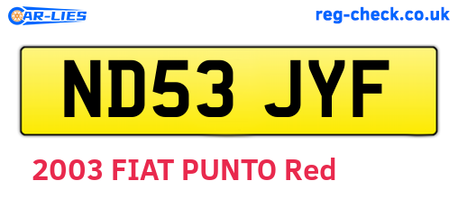 ND53JYF are the vehicle registration plates.