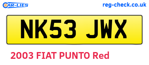 NK53JWX are the vehicle registration plates.