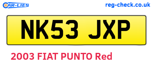 NK53JXP are the vehicle registration plates.
