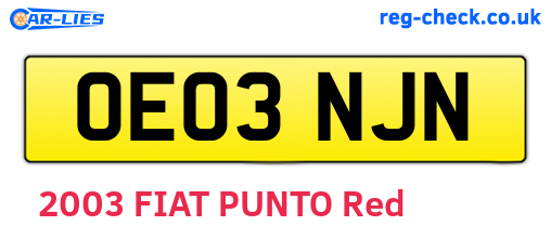 OE03NJN are the vehicle registration plates.