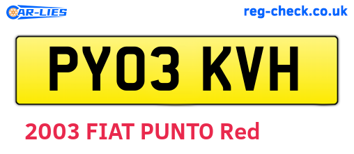 PY03KVH are the vehicle registration plates.