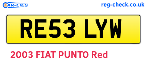 RE53LYW are the vehicle registration plates.