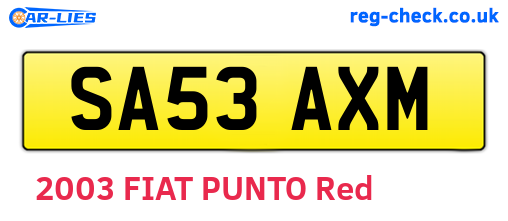 SA53AXM are the vehicle registration plates.