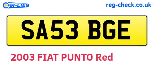 SA53BGE are the vehicle registration plates.