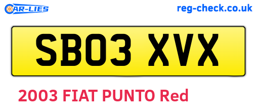 SB03XVX are the vehicle registration plates.