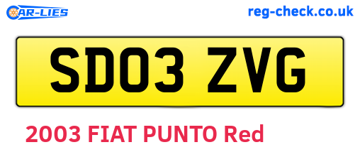 SD03ZVG are the vehicle registration plates.