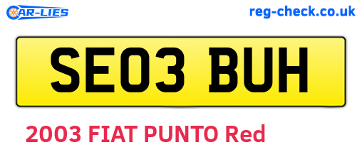 SE03BUH are the vehicle registration plates.