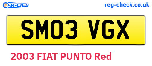 SM03VGX are the vehicle registration plates.