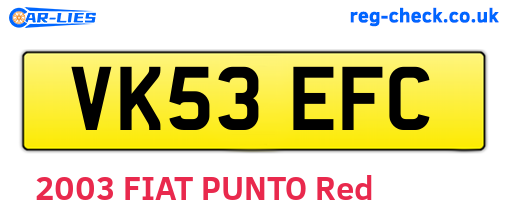 VK53EFC are the vehicle registration plates.