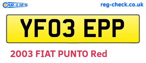 YF03EPP are the vehicle registration plates.