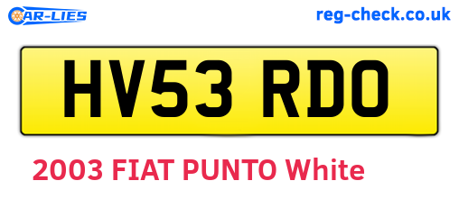 HV53RDO are the vehicle registration plates.