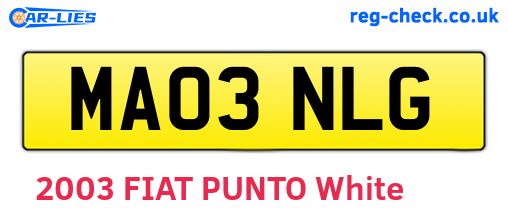 MA03NLG are the vehicle registration plates.