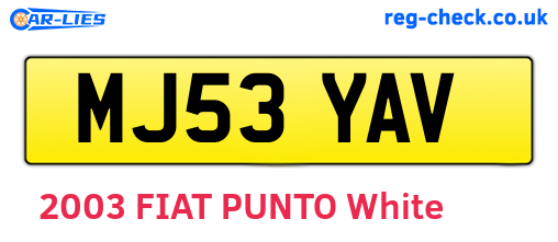MJ53YAV are the vehicle registration plates.