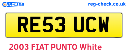 RE53UCW are the vehicle registration plates.