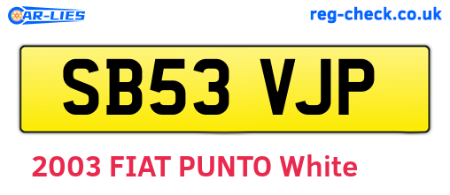 SB53VJP are the vehicle registration plates.