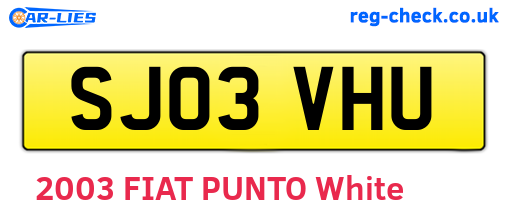 SJ03VHU are the vehicle registration plates.