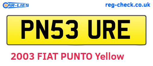 PN53URE are the vehicle registration plates.