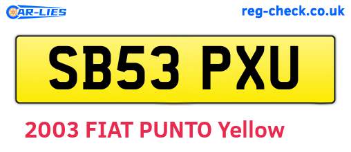 SB53PXU are the vehicle registration plates.