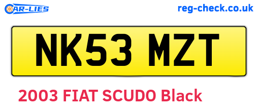 NK53MZT are the vehicle registration plates.