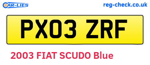 PX03ZRF are the vehicle registration plates.