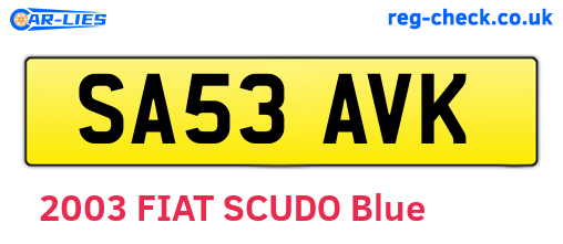 SA53AVK are the vehicle registration plates.