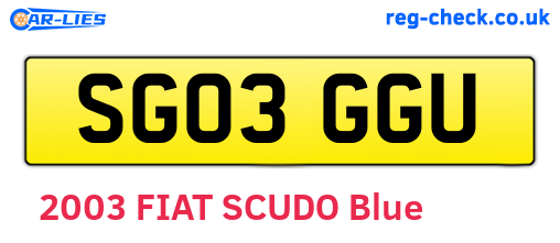 SG03GGU are the vehicle registration plates.