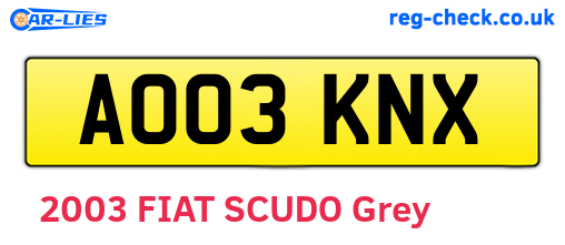 AO03KNX are the vehicle registration plates.