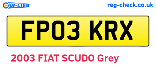 FP03KRX are the vehicle registration plates.