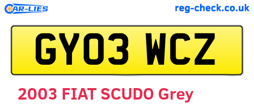 GY03WCZ are the vehicle registration plates.