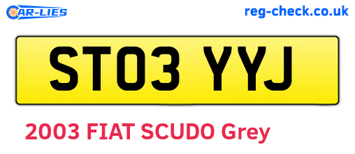 ST03YYJ are the vehicle registration plates.